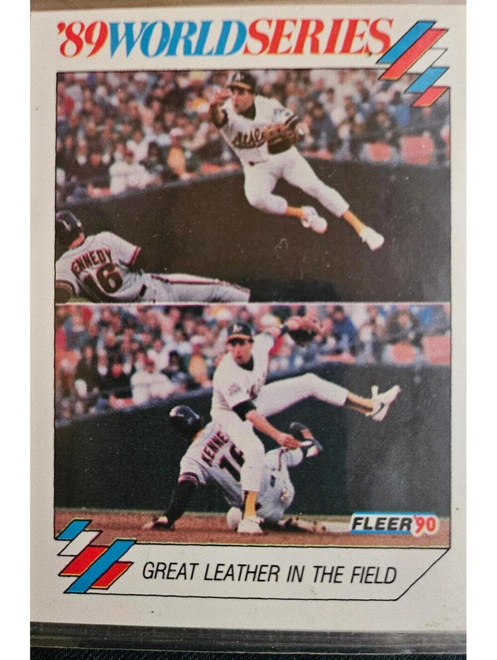 1990 Fleer WORLD SERIES #6 Great Leather in the Field OAKLAND ATHLETICS